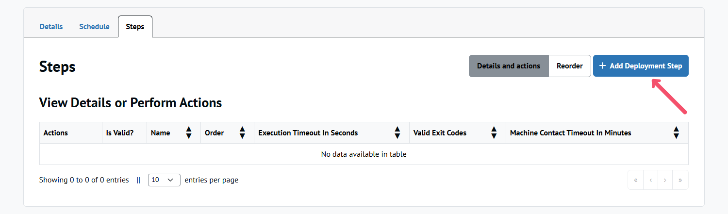 Chocolatey Central Management Deployment Plan add Deployment Step button